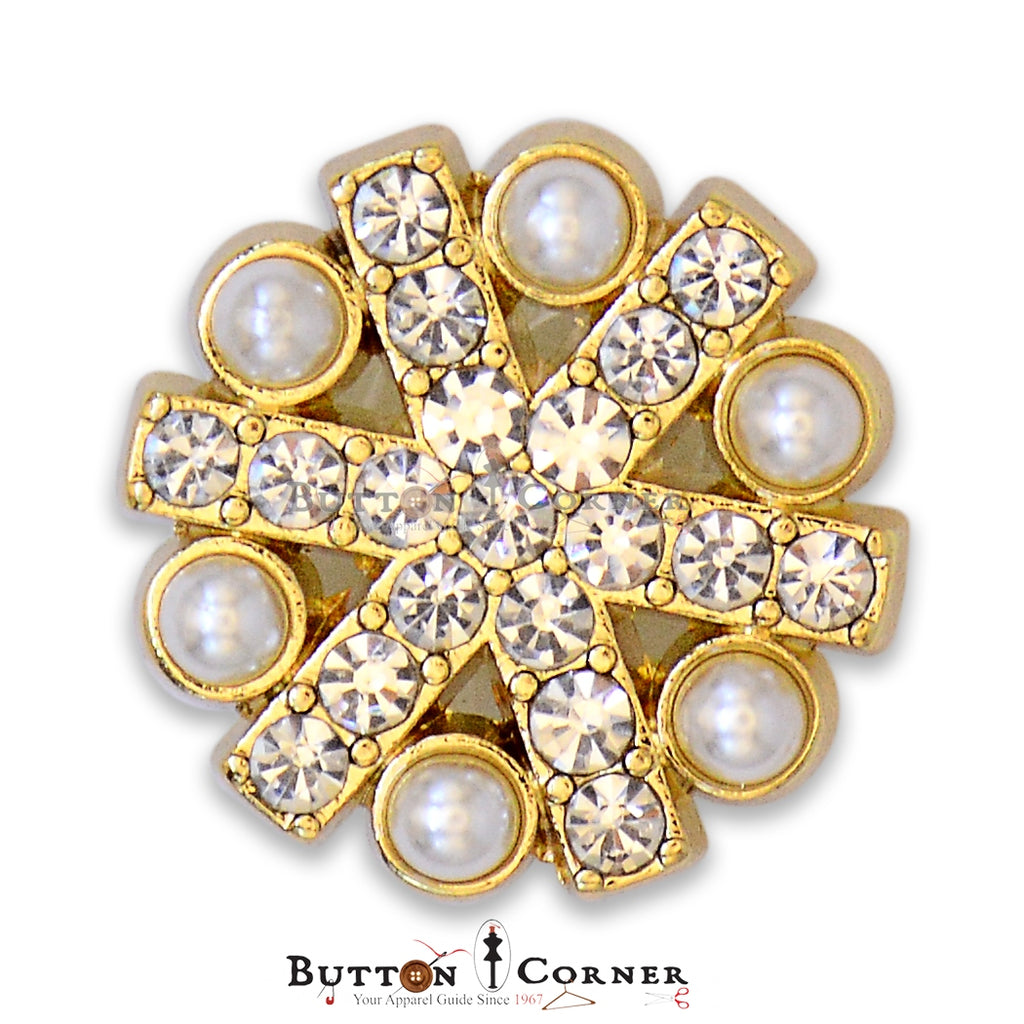 Round Shape Pearl & Stones Button