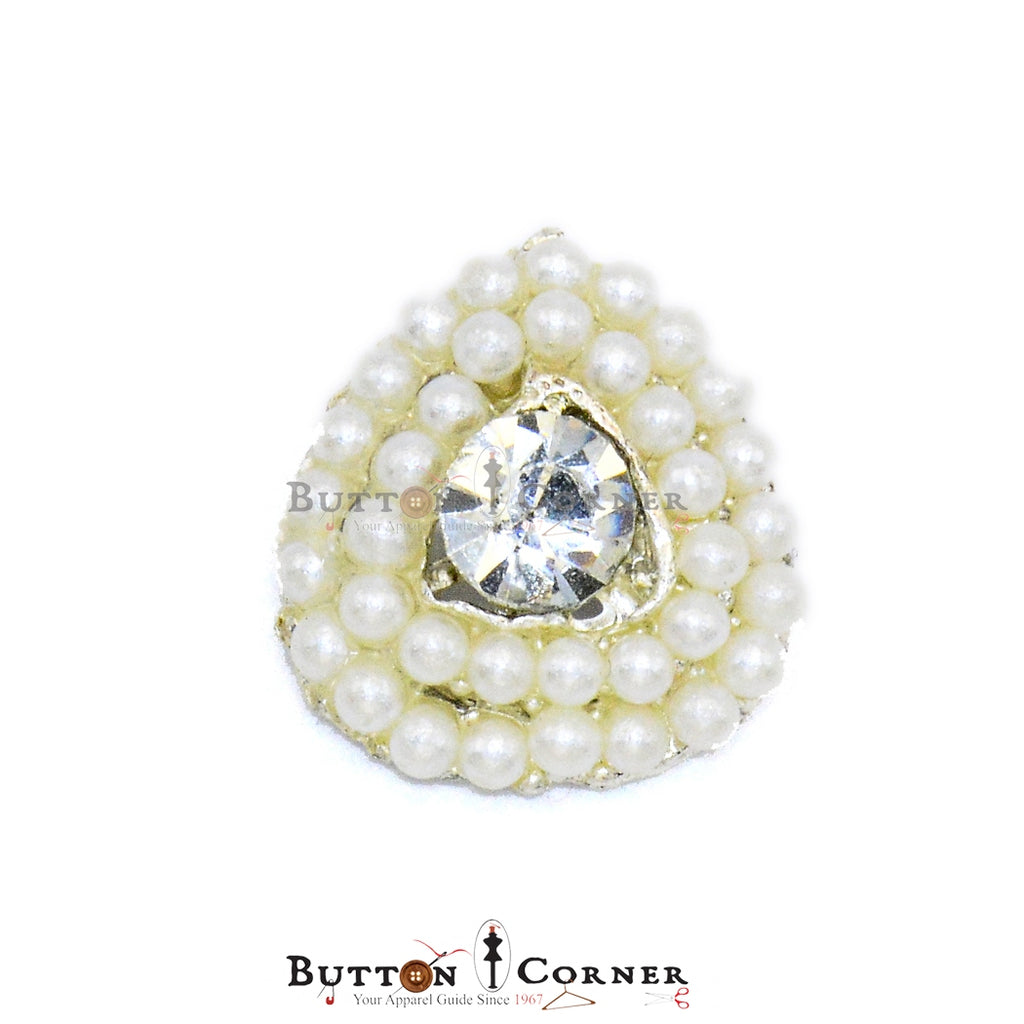 Triangle Shape Crystal & Pearl Button