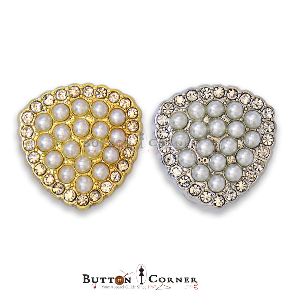 Metal Base Pearl & Stone Fancy Button