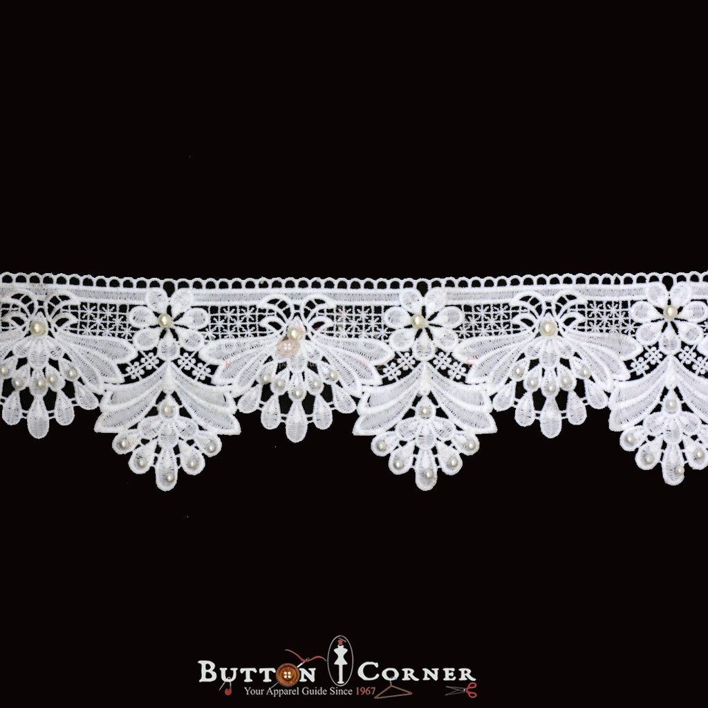 One Side Border Lace With Pearl