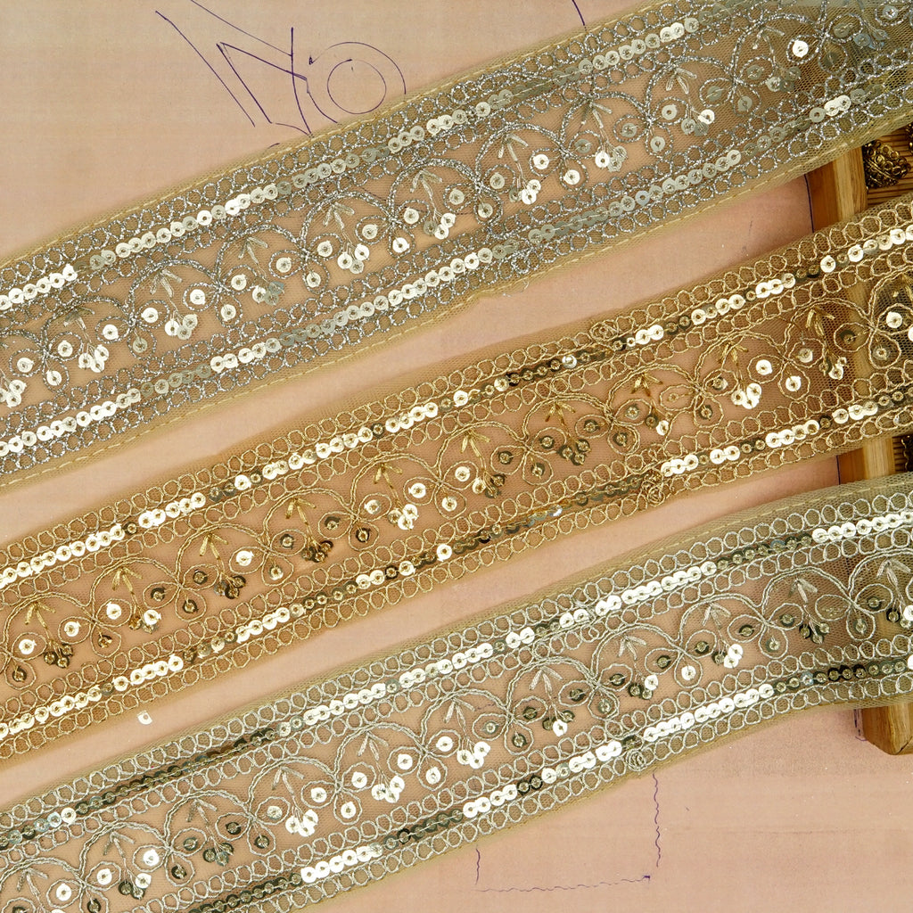 Fancy Metallic Yarn Sequence Lace