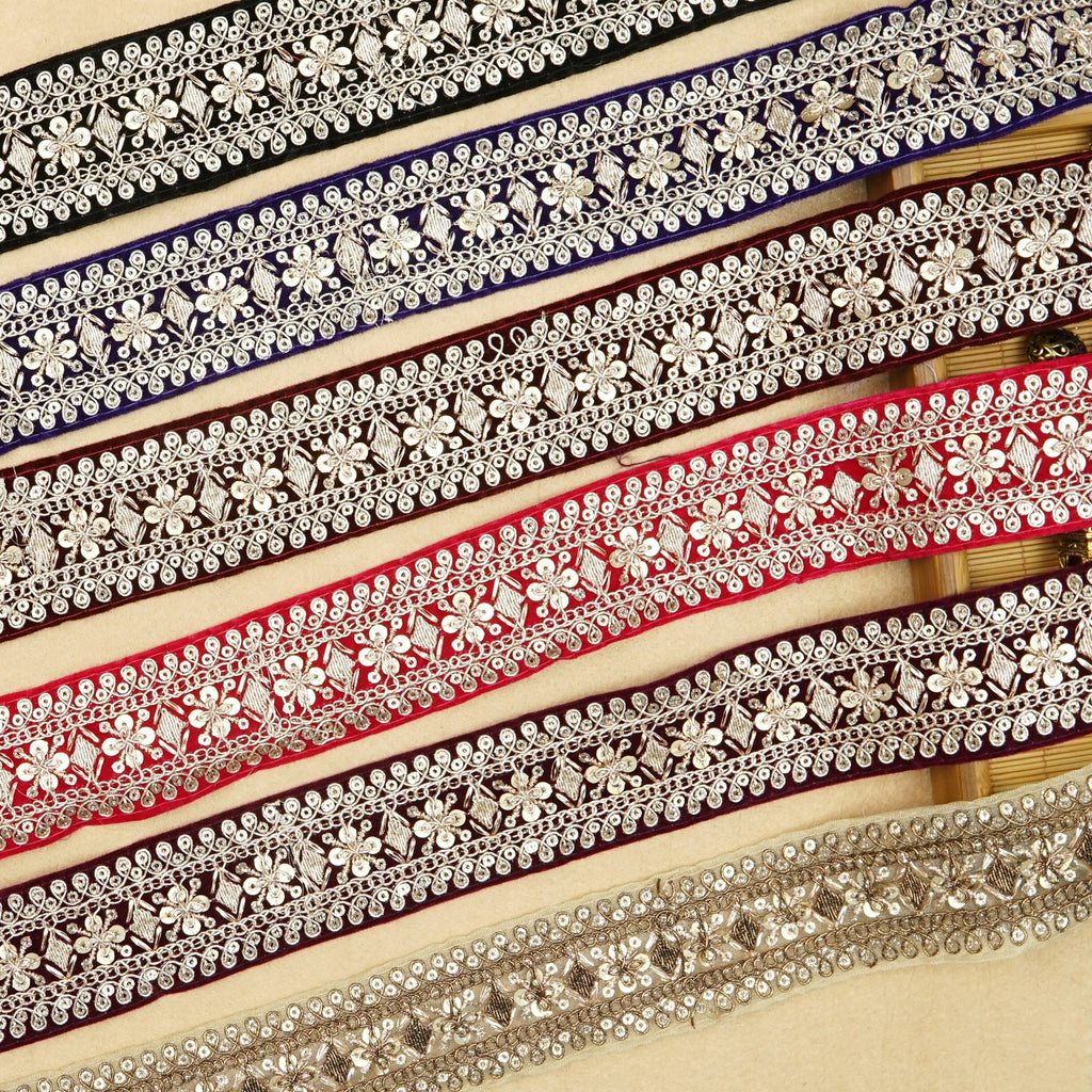 Fancy Metallic Yarn Sequence Lace