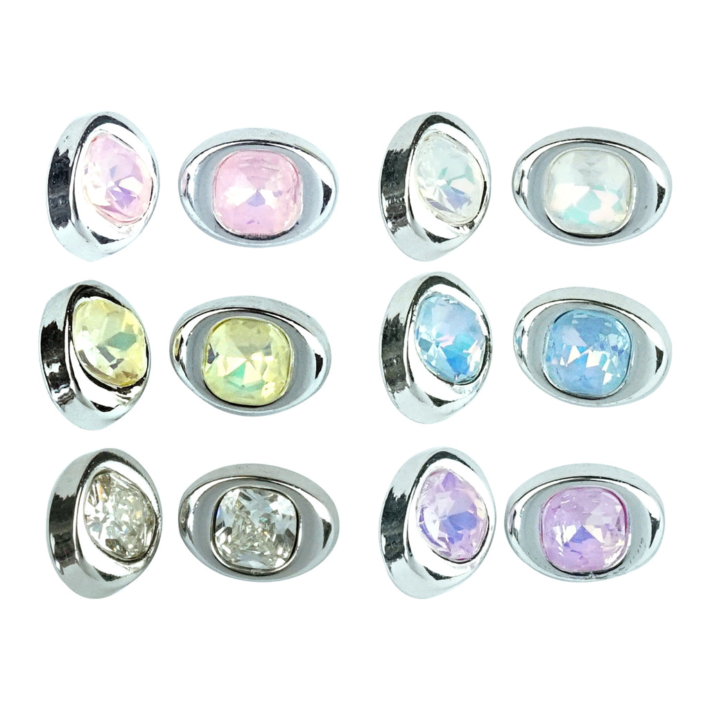 Silver Base Fancy Crystal Button