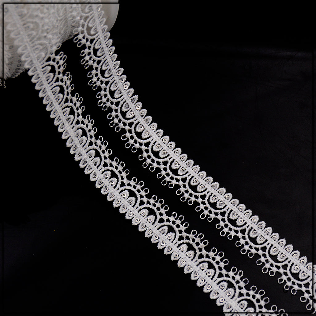 One Side Border Shuttle Sequence Lace