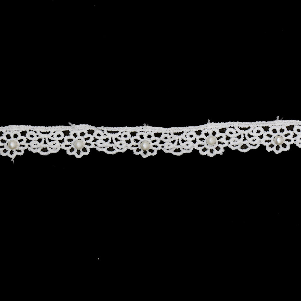 One Side Border Lace With Pearl