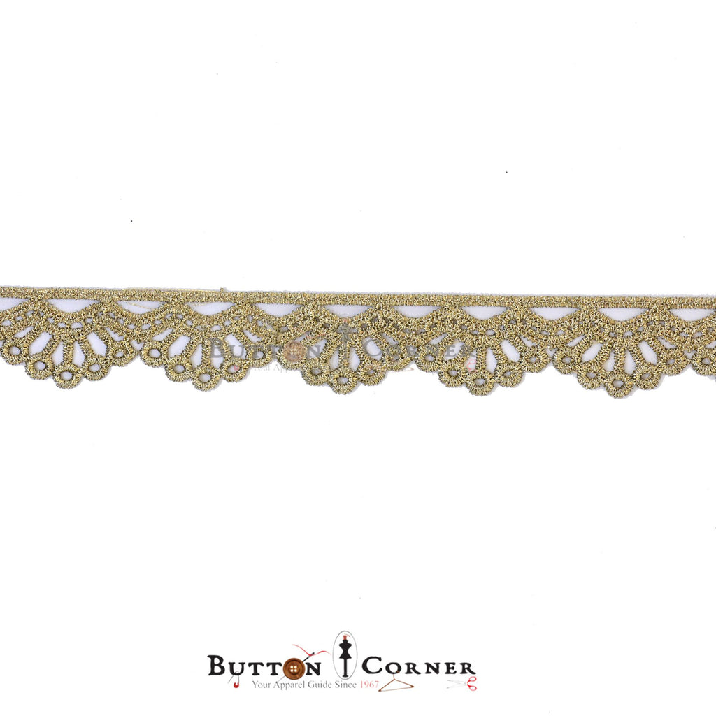 Gold Metallic Flower Design Cotton Embroidery Lace Trim for Fancy Garment -  China Lace and Cotton Lace Trim price