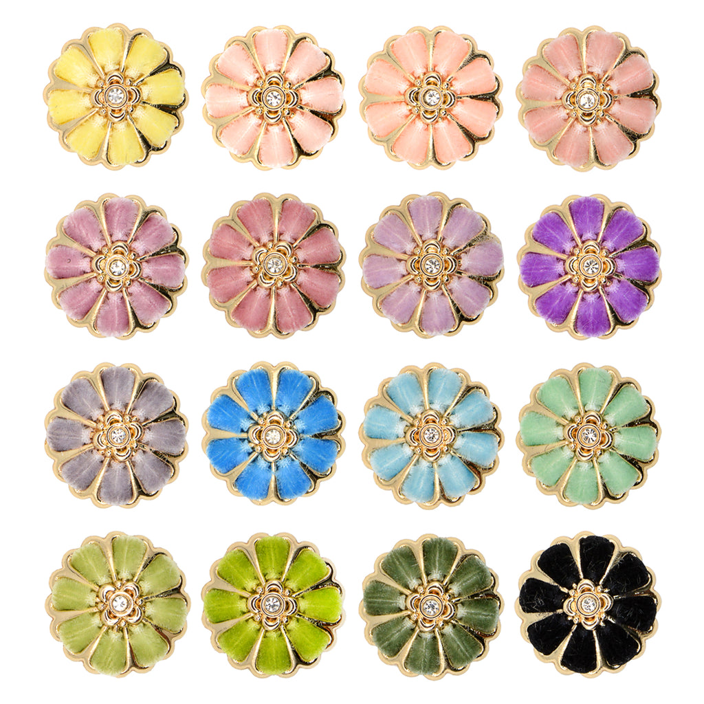 Flower Design Rhinestone Shank Button