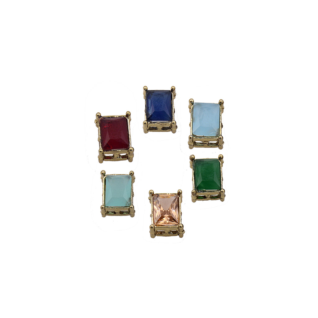 Rectangle Bead Crystal Button