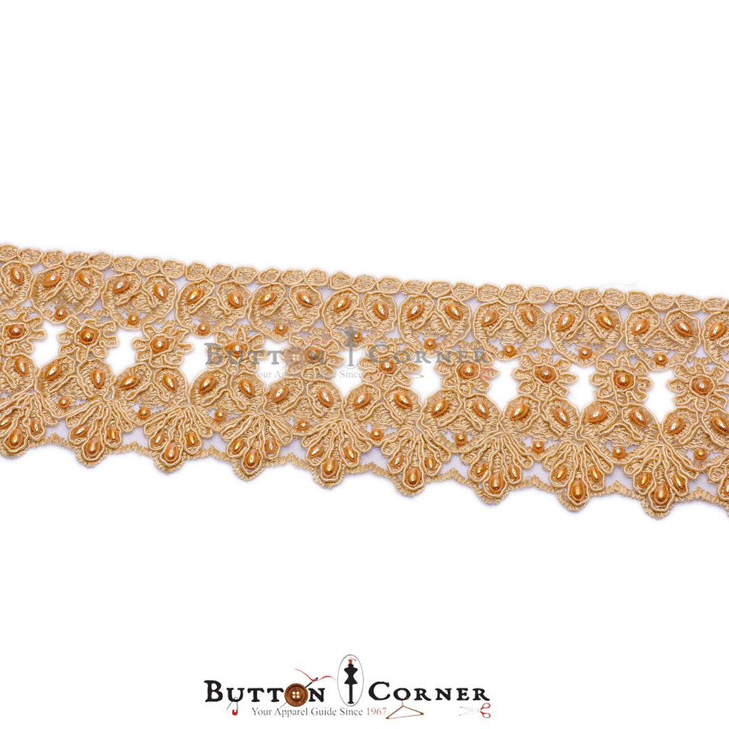 Fancy Glass Beads Net Lace