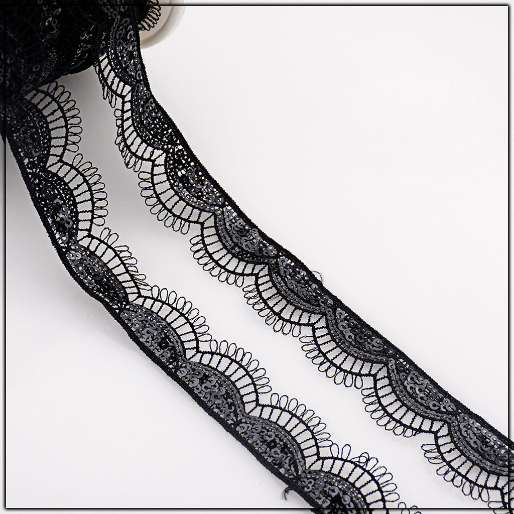 One Side Border Shuttle Sequence Lace