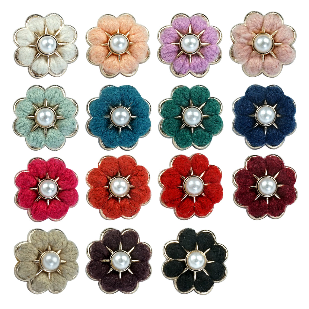 Flower Design Yarn Pearl Shank Button