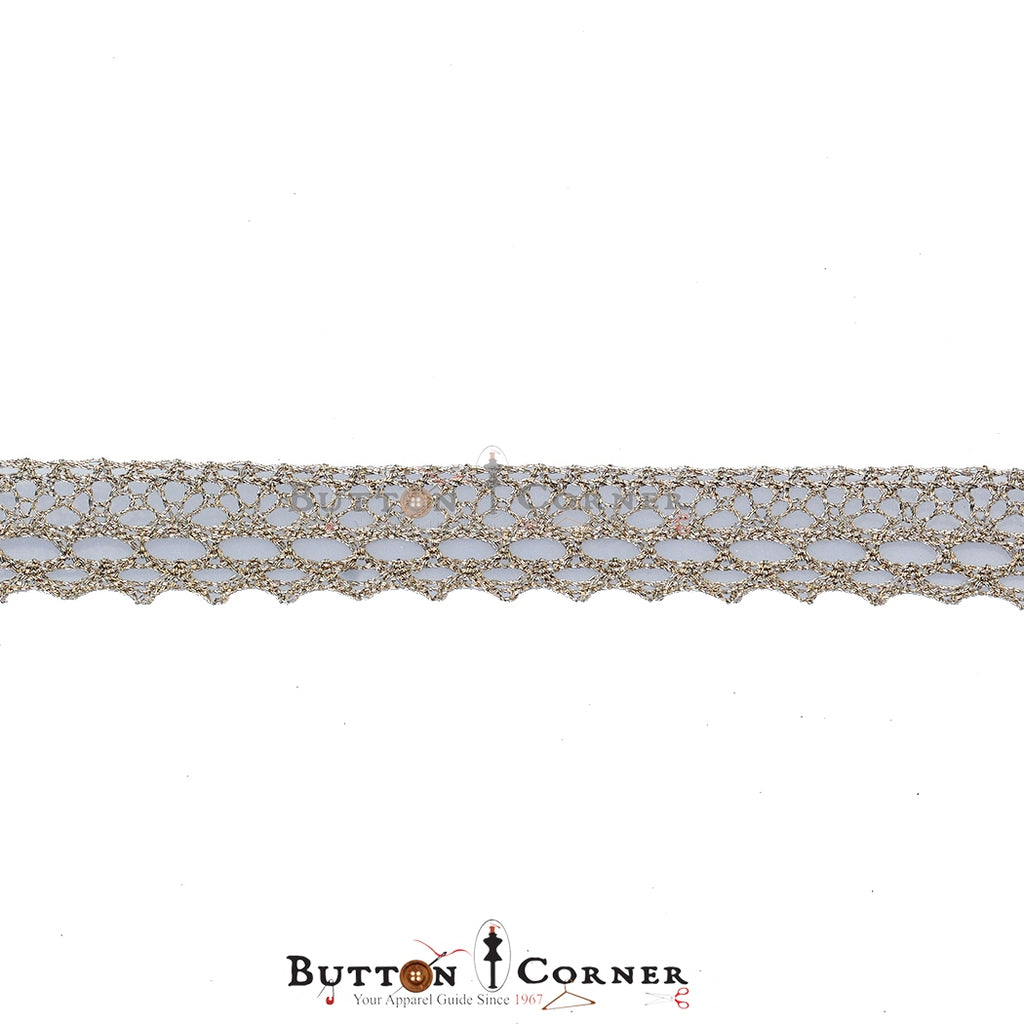 One Side Border Metallic Yarn Lace