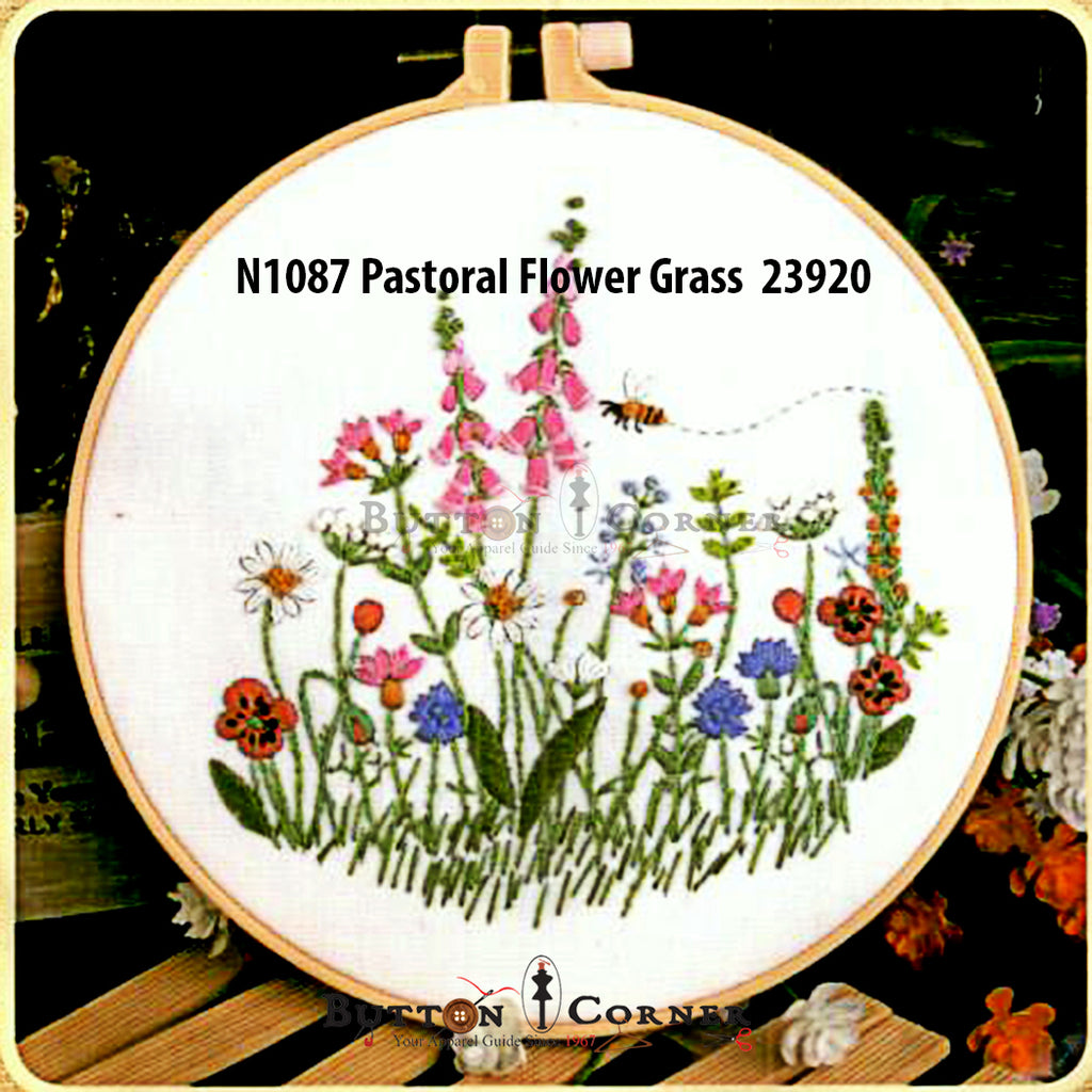 Pastoral Flower Grass Embroidery Kit