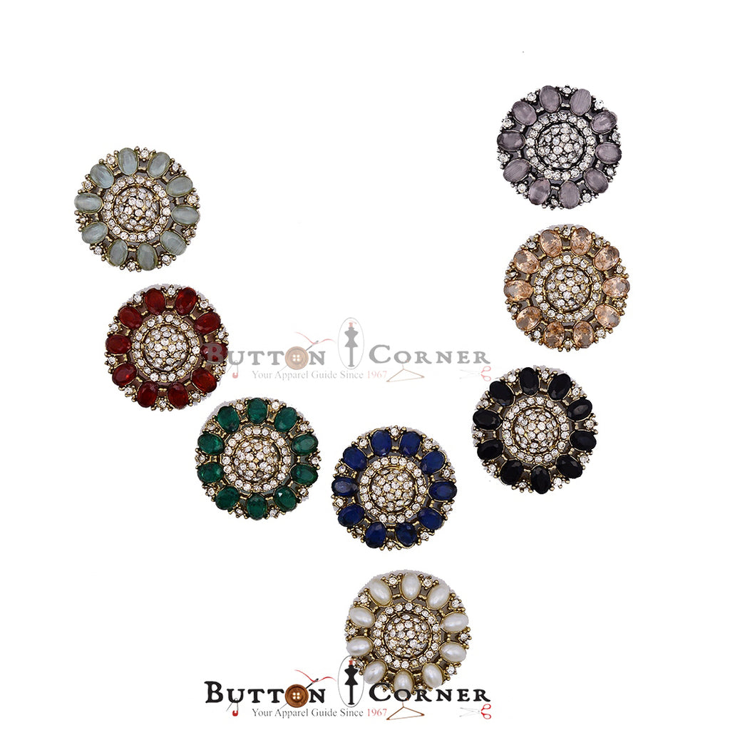 Gold Base Fancy Kundan Button