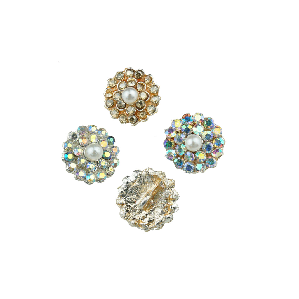 Gold Base Pearl Rhinestone Fancy Button