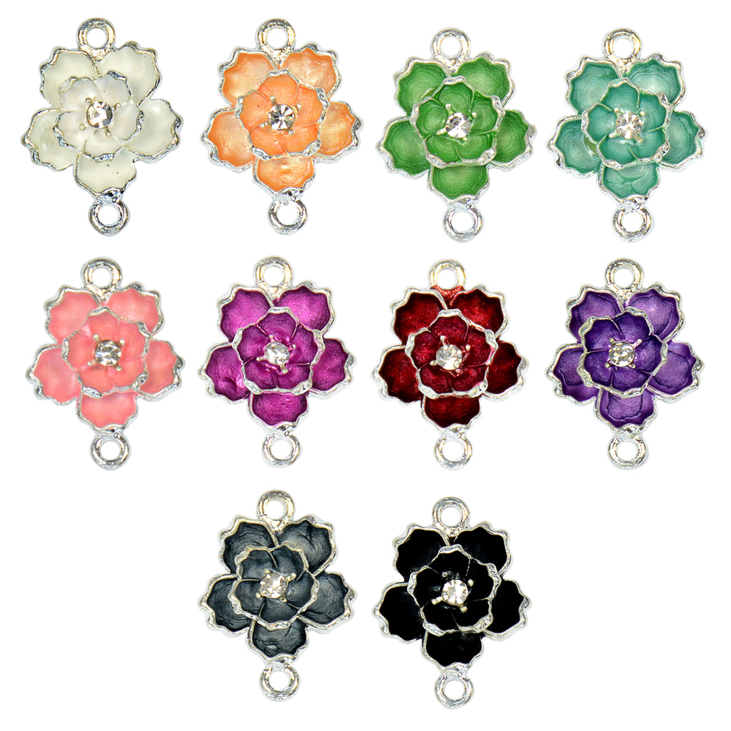 Silver Base Rose Flower Shape Fancy Button