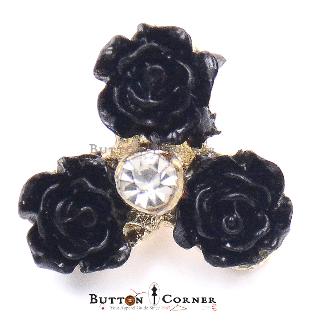 3 Flower Stone Fancy Button