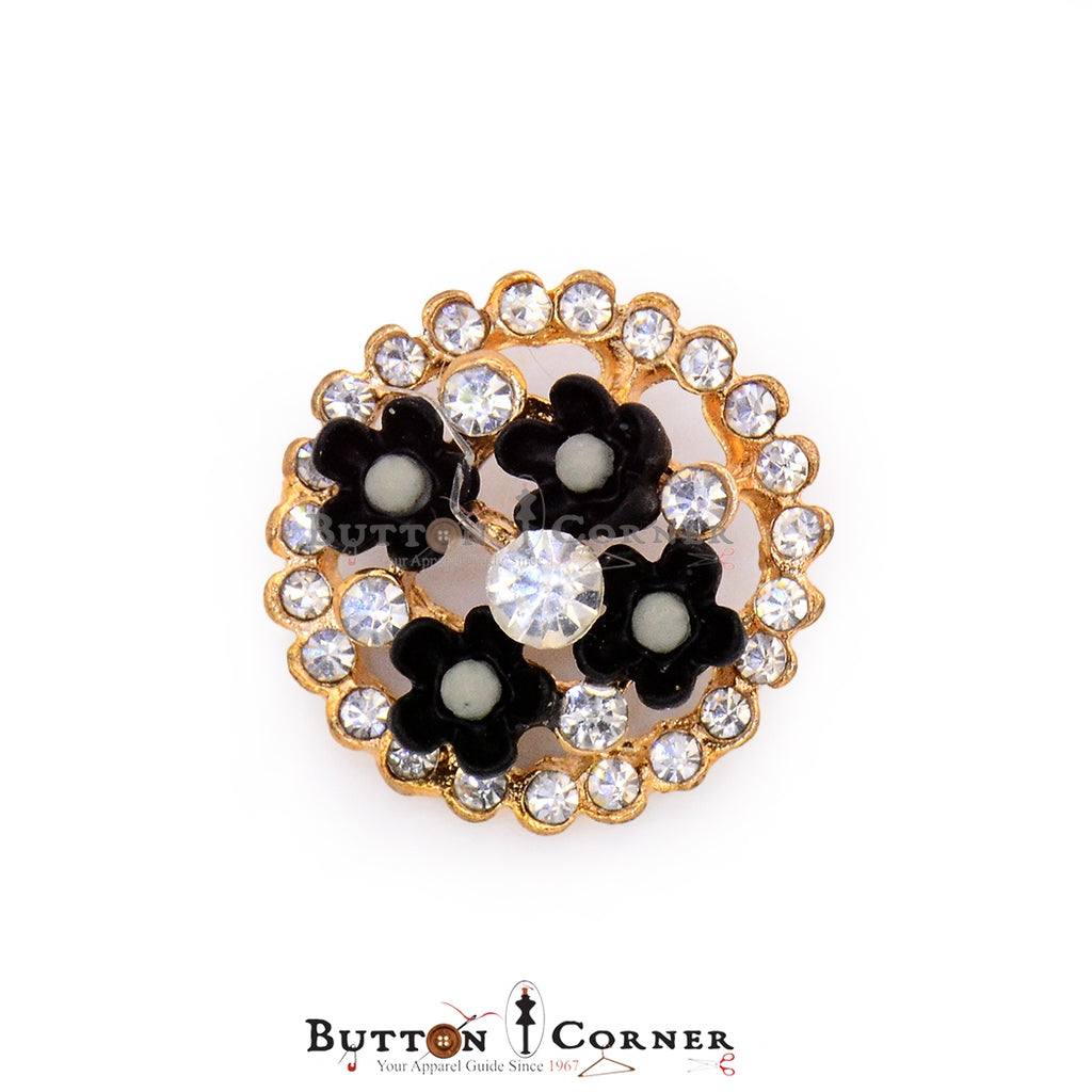 4 Flower & Stone Fancy Button