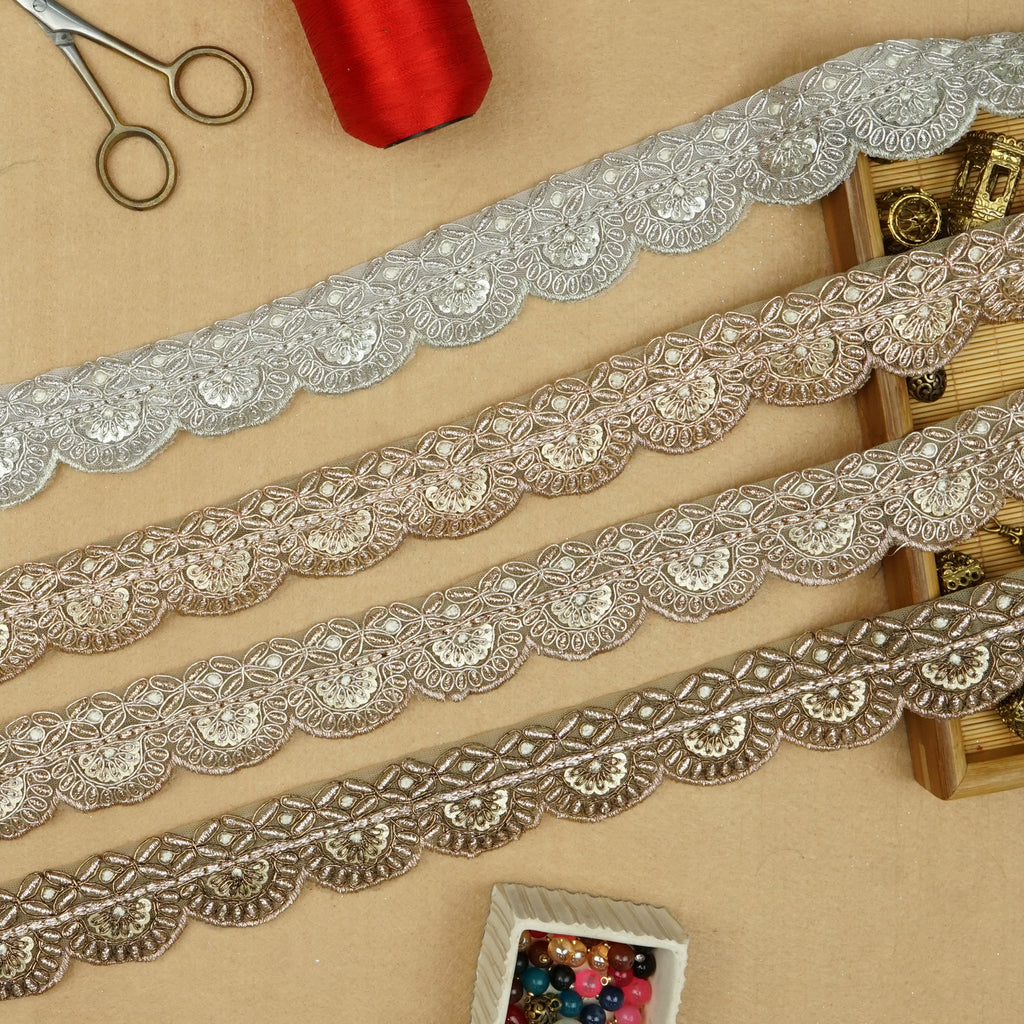 Fancy Metallic Yarn Sequence Lace