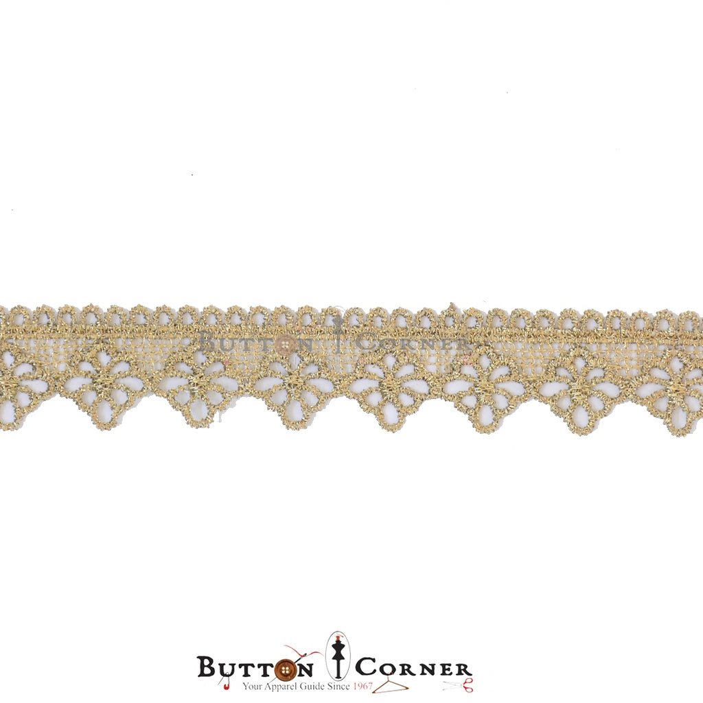 One Side Border Metallic Yarn Lace