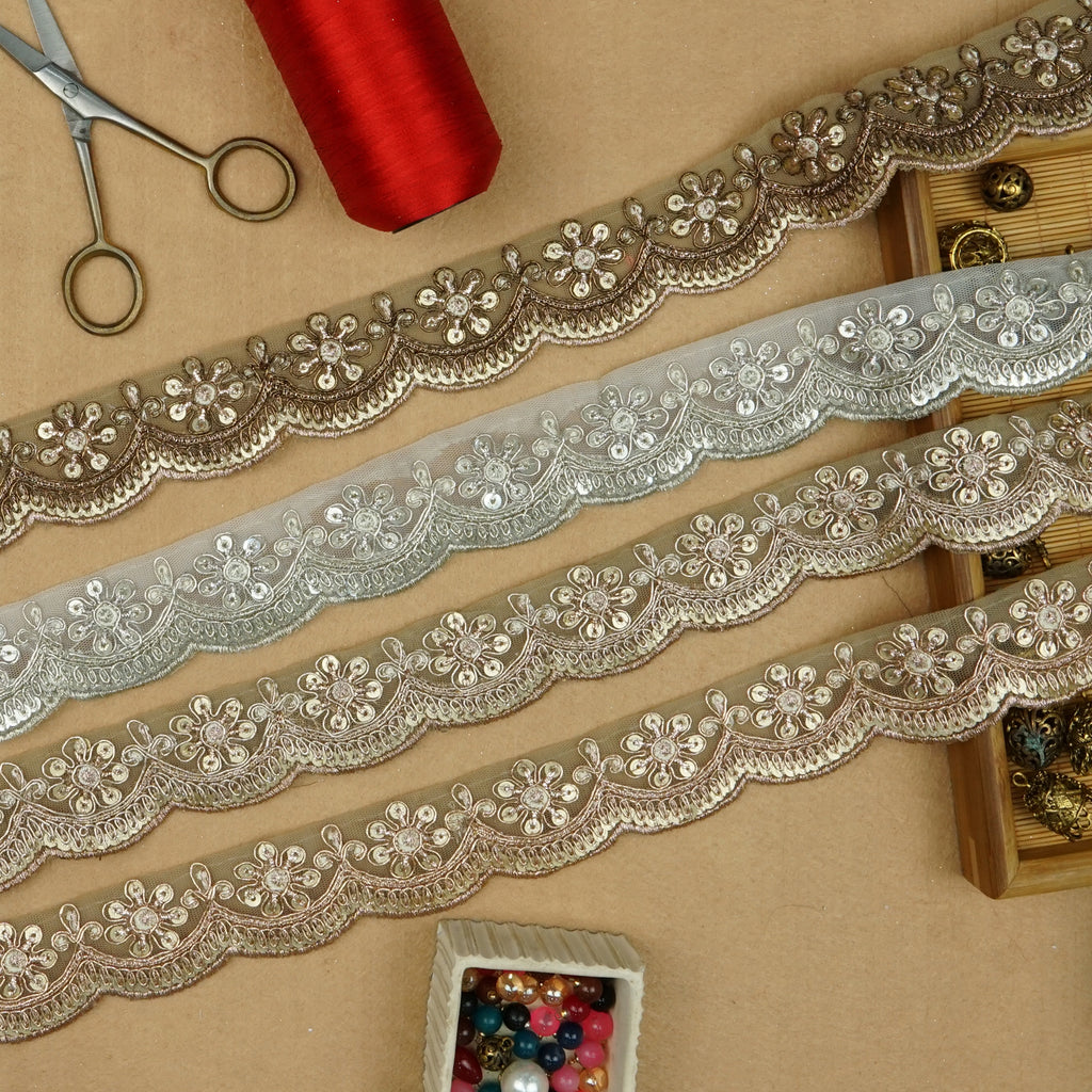 Fancy Metallic Yarn Sequence Lace