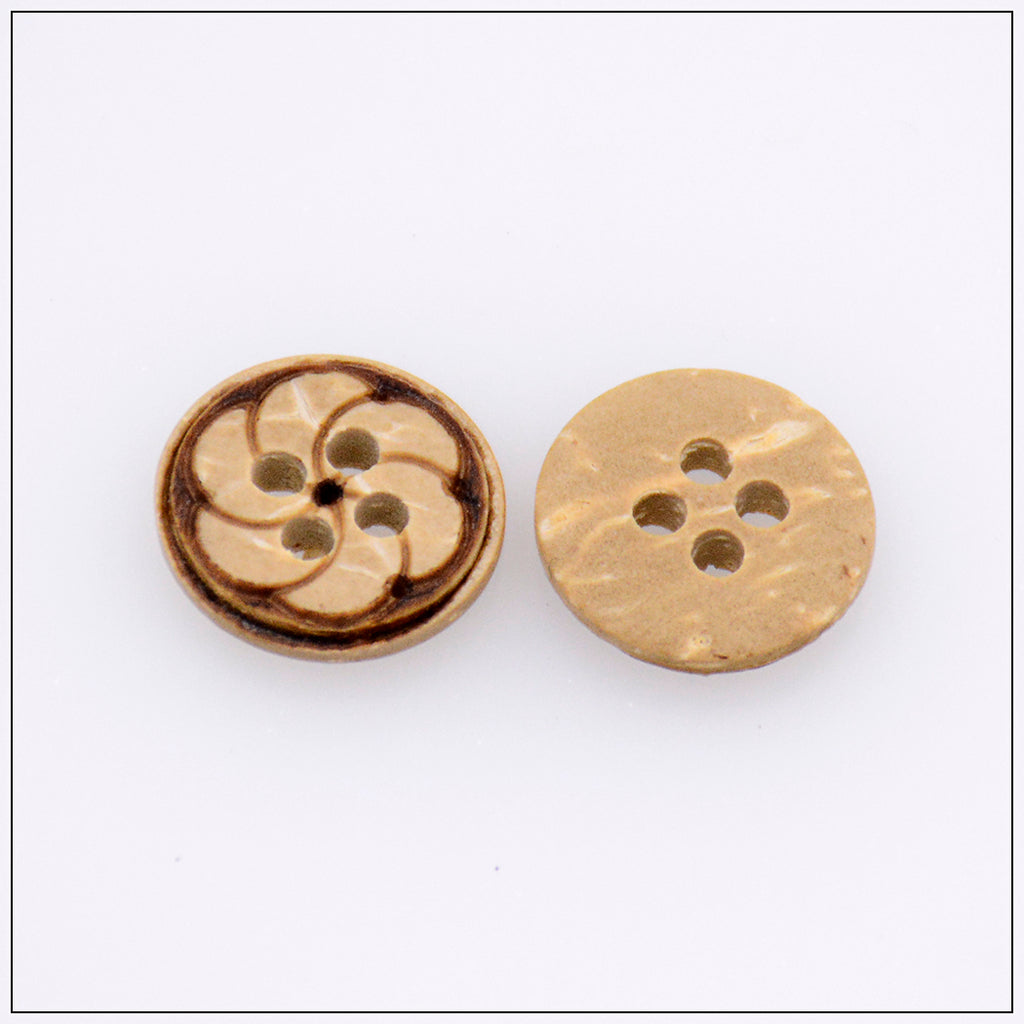 Engrave Flower 4 Hole Coconut Button