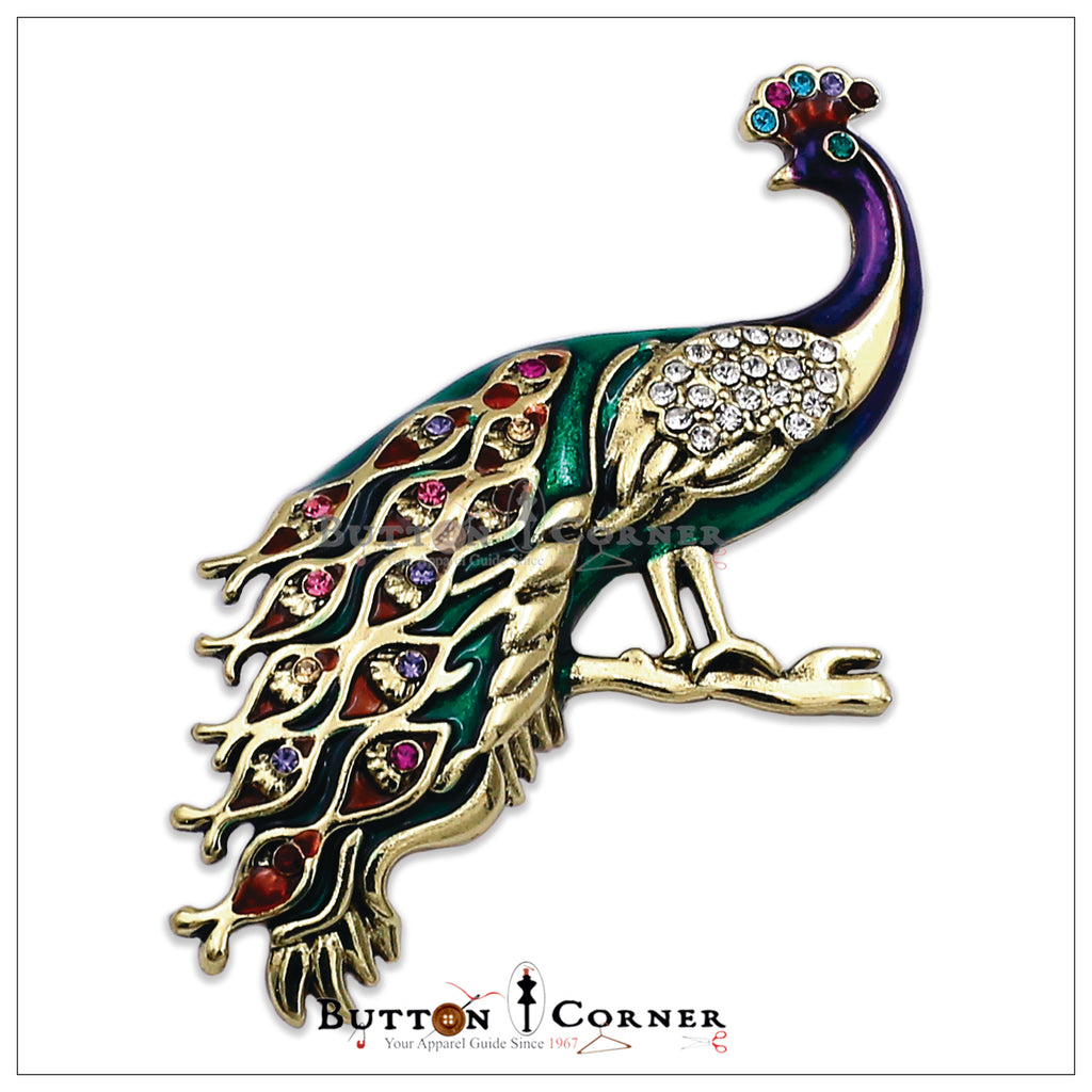 Peacock With Diamonds Brooch