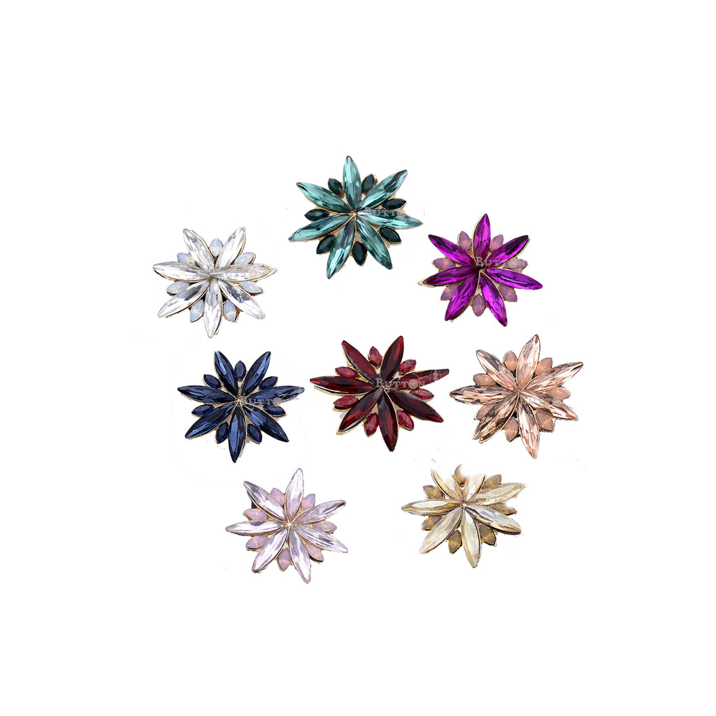 Fancy Flower Crystal Button