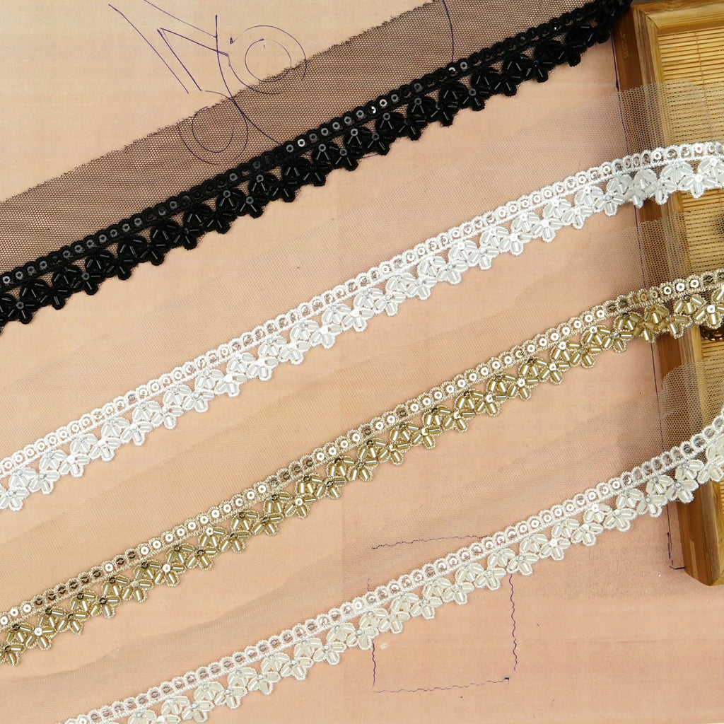 Fancy Glass Beads Sequence Lace