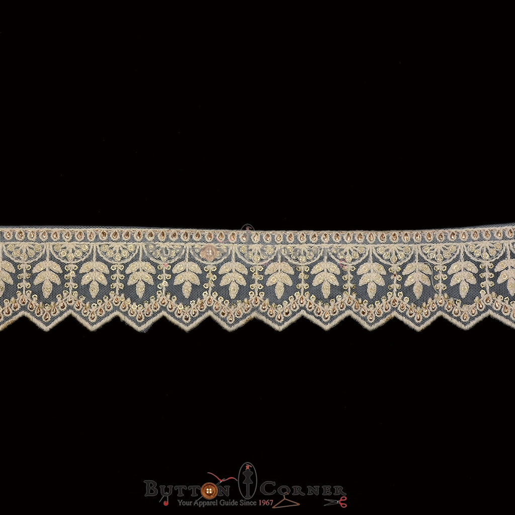 Metallic Yarn Sequence Embroidery Lace