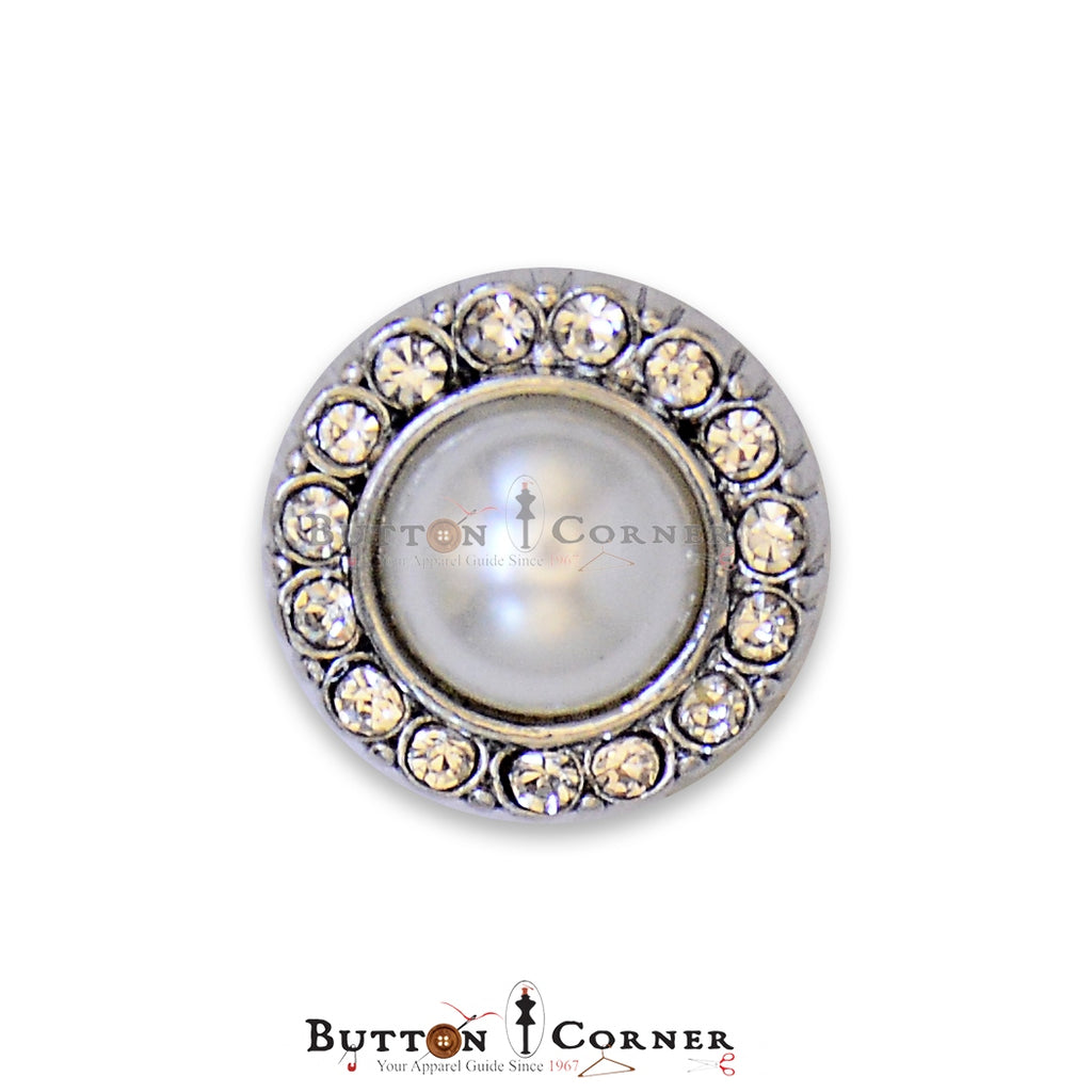 Stones Border Center Pearl Fancy Button