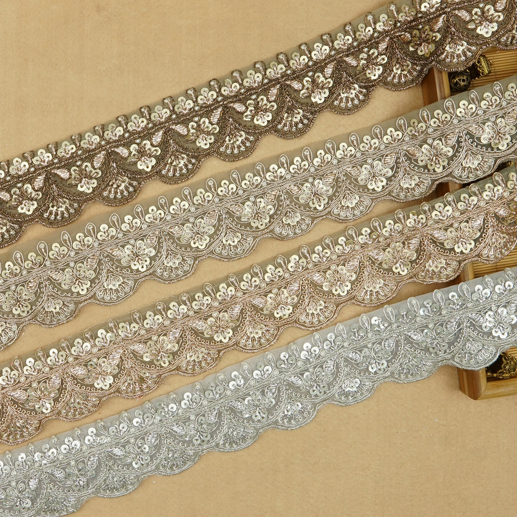 Fancy Metallic Yarn Sequence Lace