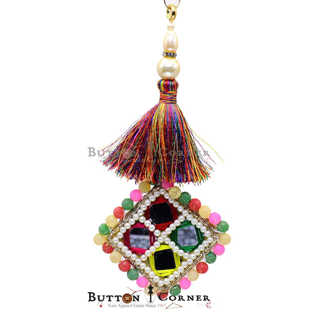 Rhombus Shape Mirror Tassel