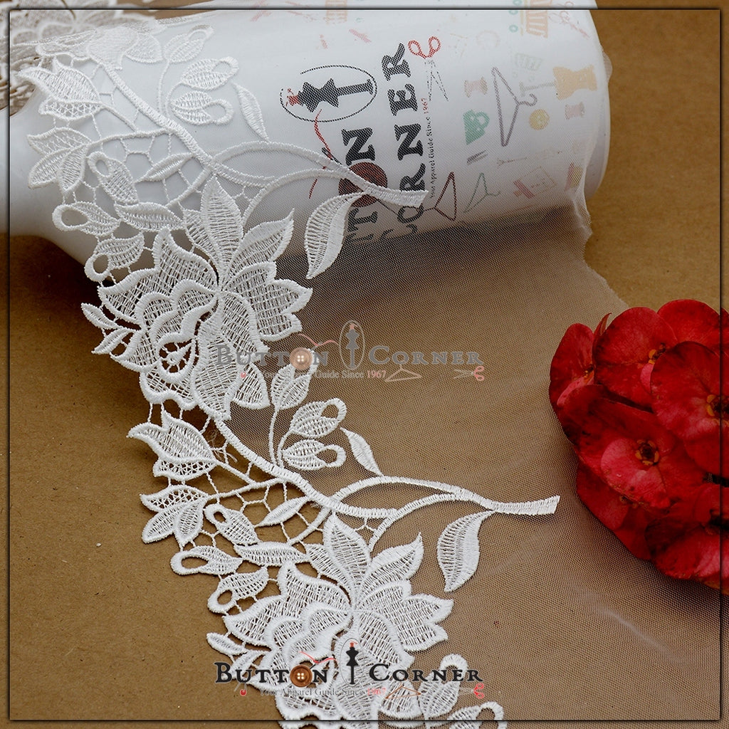 One Side Border Embroidery Net Lace