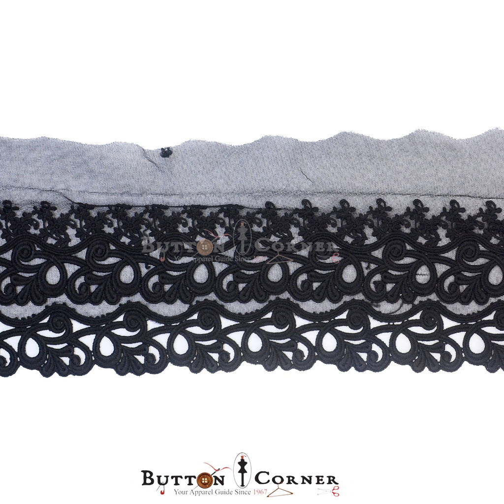 One Side Border Net Embroidered Lace