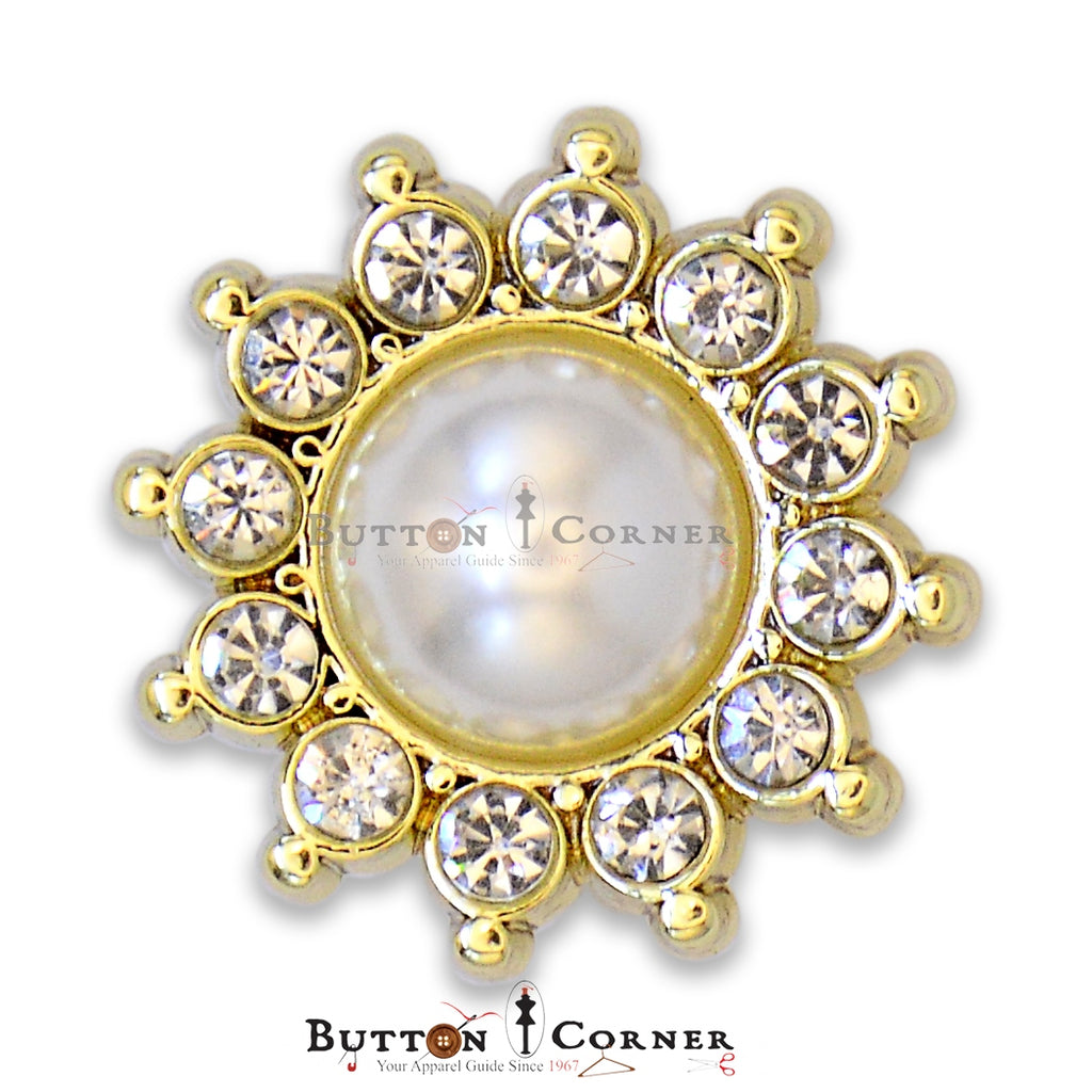 Sun Flower Shape Pearl & Stones Button