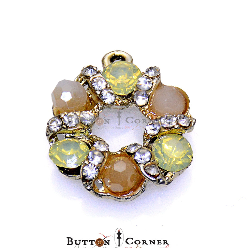 Circle Shape Crystal Stone Fancy Button