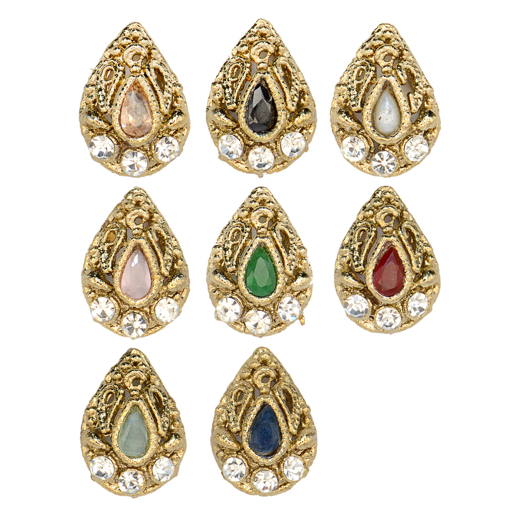 Drop Shape Fancy Kundan Button