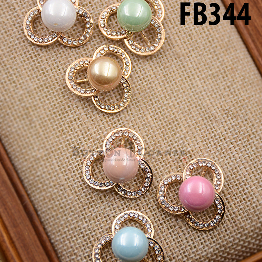 Fancy Button With Pearl & Stone