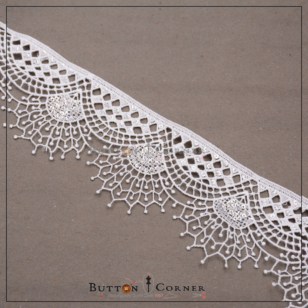 One Side Border Shuttle Sequence Lace