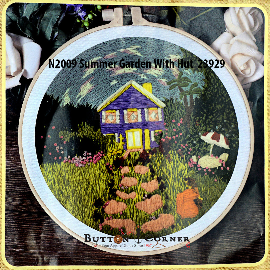 Summer Garden With Hut Embroidery Kit