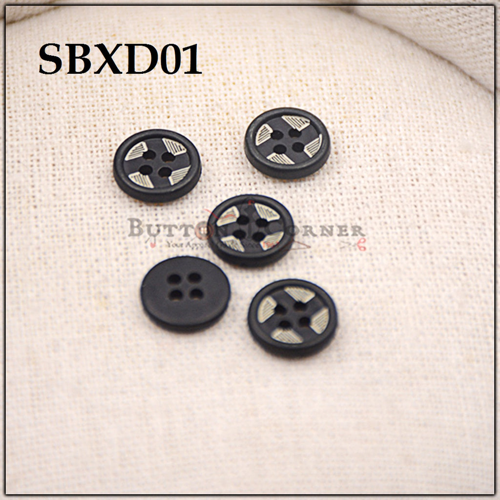 4 Line Printed Design Plastic Button