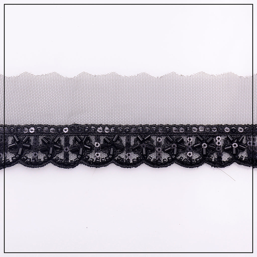 One Side Border Fancy Sequence Lace