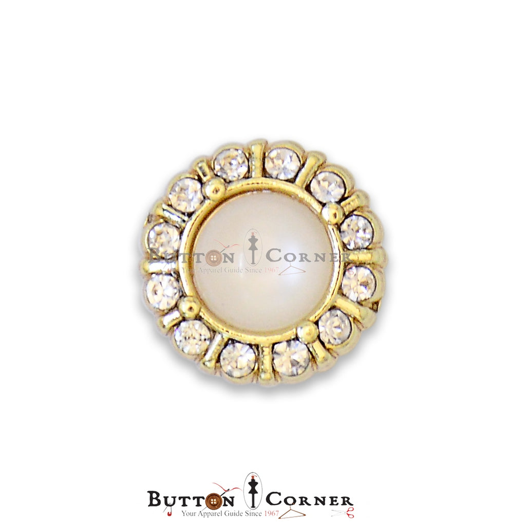 Stones Border Center Pearl Fancy Button